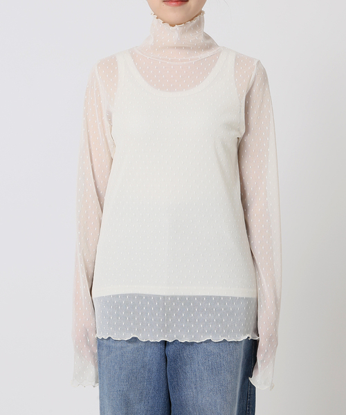 Spick & Span（スピックアンドスパン）の「《WEB限定 / 追加4》ドットチュールハイネックプルオーバー（Tシャツ/カットソー・レディース・ブラウン/ブラック/ホワイト系その他・FREE）」の4枚目の写真