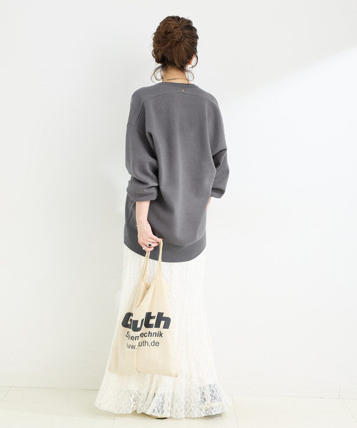 B.C STOCK（ベーセーストック）の「手洗い可 / ニュアンスシルエットニットプルオーバー（ニット/セーター・レディース・ブラック/サックスブルー/チャコールグレー/レッド・FREE）」の7枚目の写真