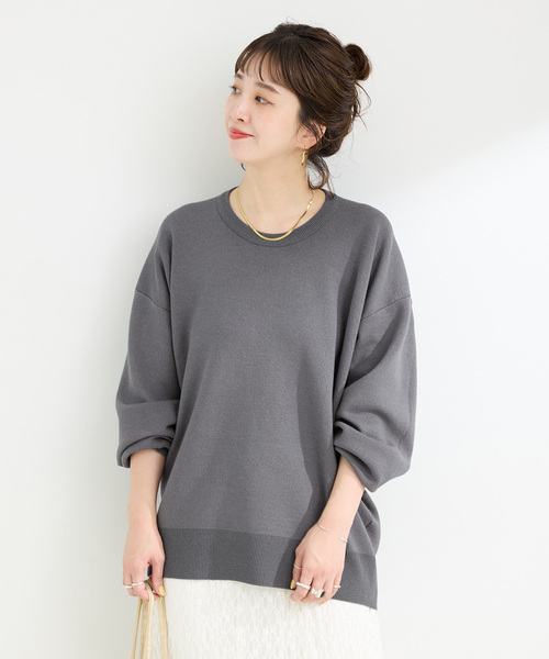 B.C STOCK（ベーセーストック）の「手洗い可 / ニュアンスシルエットニットプルオーバー（ニット/セーター・レディース・ブラック/サックスブルー/チャコールグレー/レッド・FREE）」の9枚目の写真