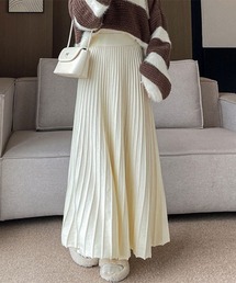プリーツロングニットスカート