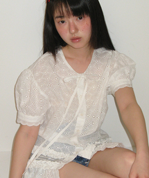 SUMMER EYELET FRILL LAYERED SHIRT DRESS WHITE