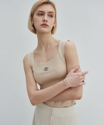 NICOLE SQUARE NECK SLEEVELESS_BEIGE