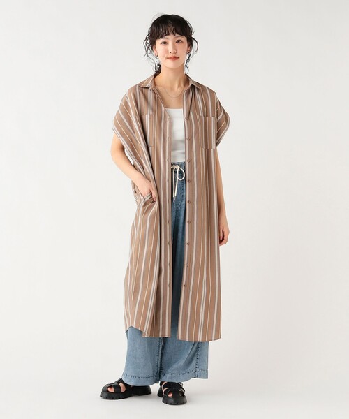 BEAMS HEART(ビームスハート)の「【7/16値下げ】オーバーショルダー ワンピース(ワンピース・レディース・グレー/ベージュ/ネイビー・FREE)」の3枚目の写真