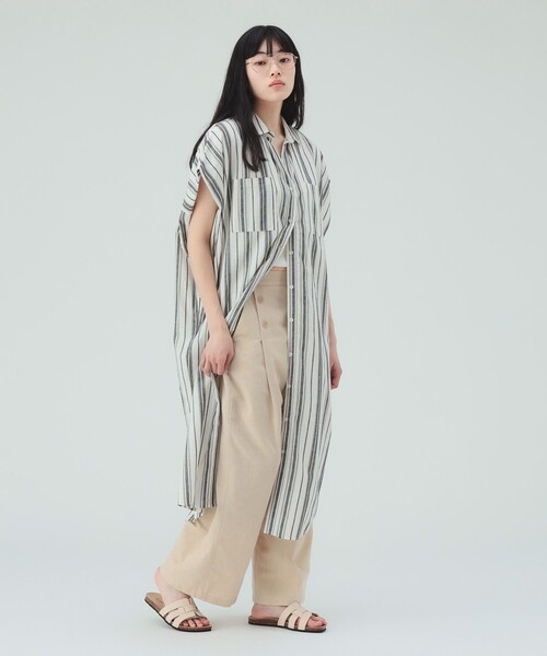 BEAMS HEART(ビームスハート)の「【7/16値下げ】オーバーショルダー ワンピース(ワンピース・レディース・グレー/ベージュ/ネイビー・FREE)」の5枚目の写真