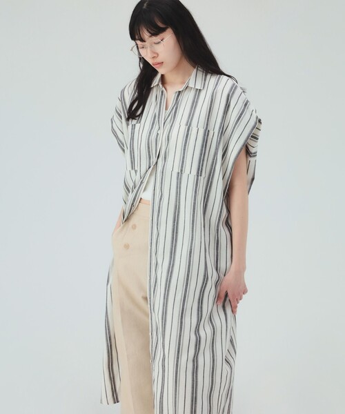 BEAMS HEART(ビームスハート)の「【7/16値下げ】オーバーショルダー ワンピース(ワンピース・レディース・グレー/ベージュ/ネイビー・FREE)」の2枚目の写真