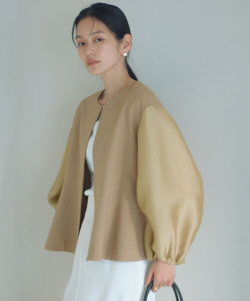 size SHORTあり］フルリー フォルム ジャケット（ノーカラージャケット