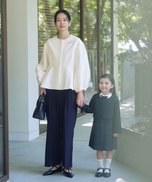 green label relaxing（グリーンレーベルリラクシング）の「［size SHORTあり］fleurie(フルリー) フォルム ジャケット（ノーカラージャケット・レディース・オフホワイト/ベージュ/ネイビー・FREE/SHORT）」の8枚目の写真