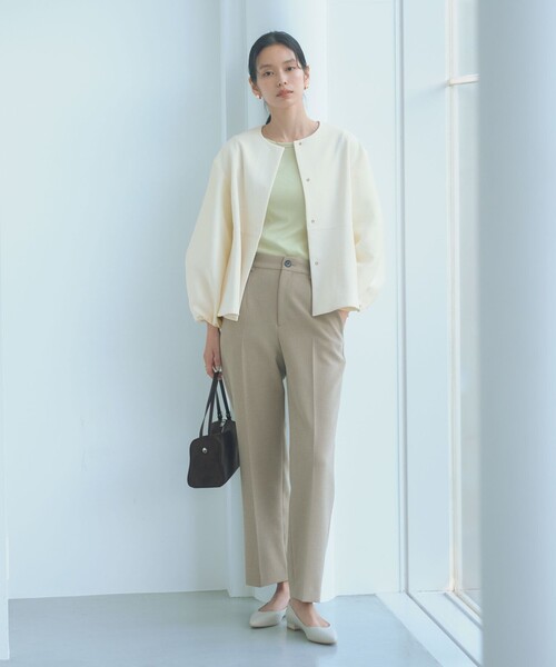 green label relaxing（グリーンレーベルリラクシング）の「［size SHORTあり］fleurie(フルリー) フォルム ジャケット（ノーカラージャケット・レディース・オフホワイト/ベージュ/ネイビー・FREE/SHORT）」の13枚目の写真