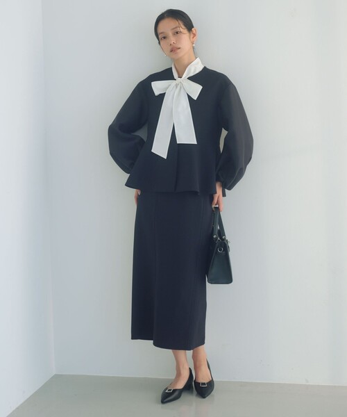 green label relaxing（グリーンレーベルリラクシング）の「［size SHORTあり］fleurie(フルリー) フォルム ジャケット（ノーカラージャケット・レディース・オフホワイト/ベージュ/ネイビー・FREE/SHORT）」の15枚目の写真