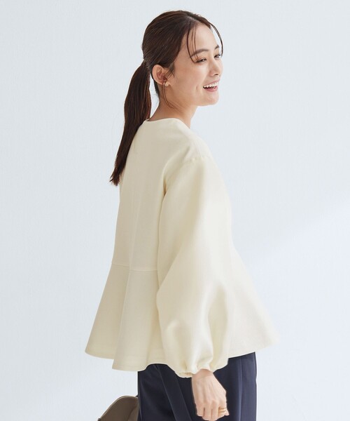 green label relaxing（グリーンレーベルリラクシング）の「［size SHORTあり］fleurie(フルリー) フォルム ジャケット（ノーカラージャケット・レディース・オフホワイト/ベージュ/ネイビー・FREE/SHORT）」の22枚目の写真