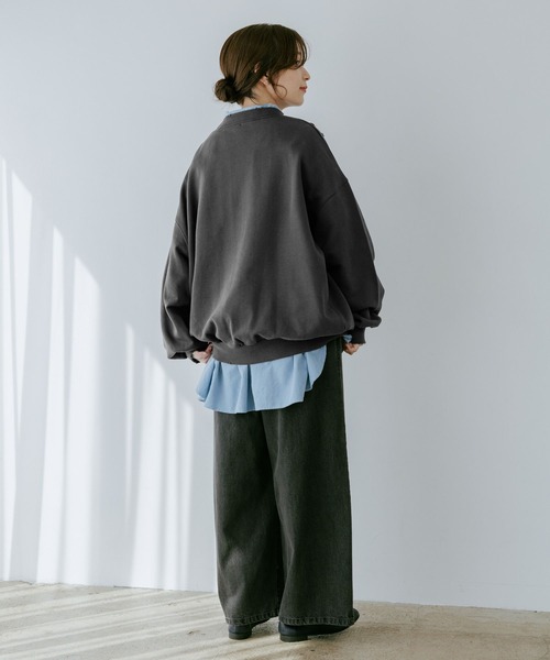 studio CLIP（スタディオクリップ）の「【WEB限定】ダメージルーズスウェット（スウェット・レディース・スミクロ/杢グレー・FREE）」の22枚目の写真