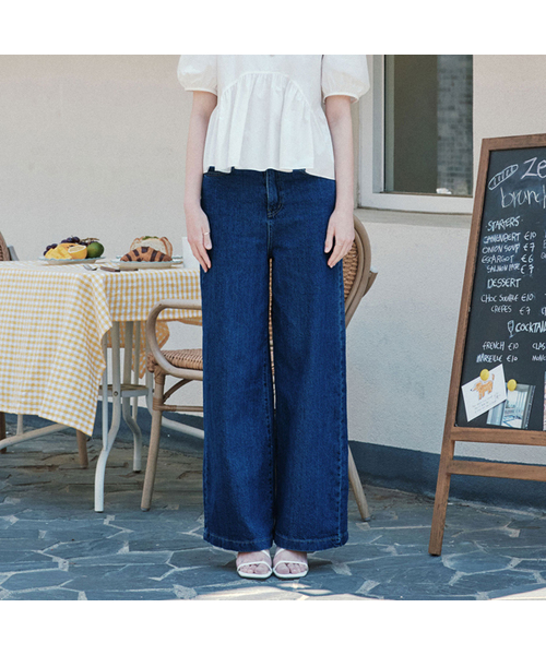 ZEROSTREET（ゼロストリート）の「[3カラー] ウィッシュワイドデニムパンツ（デニムパンツ・レディース・エメラルドブルー/ライトインディゴブルー/インディゴブルー・SMALL/MEDIUM/LARGE）」の3枚目の写真