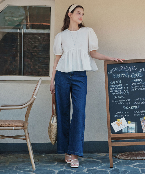 ZEROSTREET（ゼロストリート）の「[3カラー] ウィッシュワイドデニムパンツ（デニムパンツ・レディース・エメラルドブルー/ライトインディゴブルー/インディゴブルー・SMALL/MEDIUM/LARGE）」の4枚目の写真
