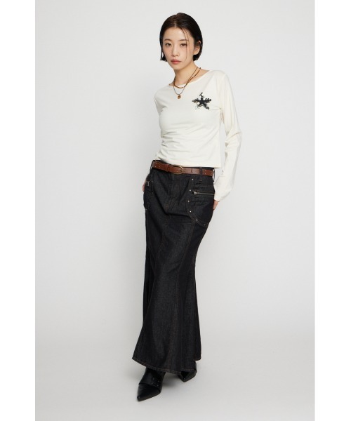 LAGUA GEM（ラグアジェム）の「SHELL LIKE BUTTON ロングスリーブＴシャツ（Tシャツ/カットソー・レディース・ネイビー/アイボリー/杢グレー・FREE）」の7枚目の写真