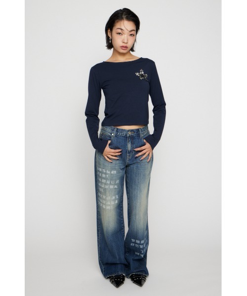 LAGUA GEM（ラグアジェム）の「SHELL LIKE BUTTON ロングスリーブＴシャツ（Tシャツ/カットソー・レディース・ネイビー/アイボリー/杢グレー・FREE）」の11枚目の写真