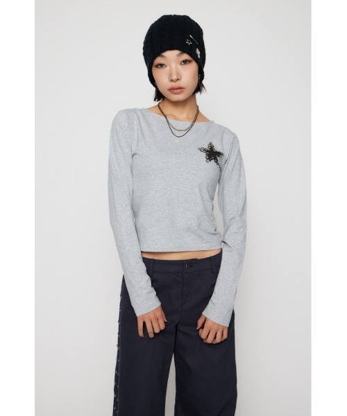 LAGUA GEM（ラグアジェム）の「SHELL LIKE BUTTON ロングスリーブＴシャツ（Tシャツ/カットソー・レディース・ネイビー/アイボリー/杢グレー・FREE）」の14枚目の写真