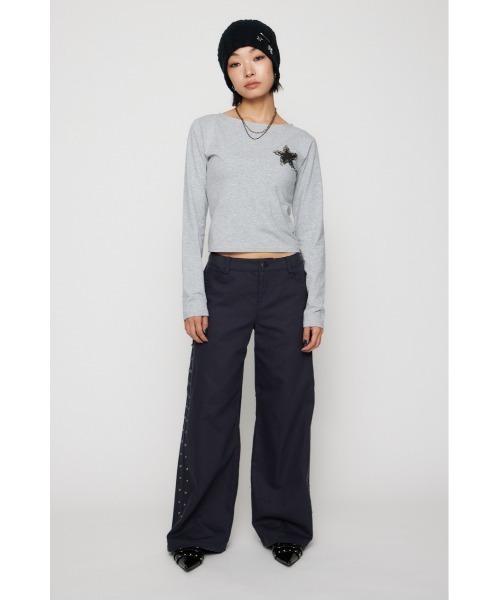 LAGUA GEM（ラグアジェム）の「SHELL LIKE BUTTON ロングスリーブＴシャツ（Tシャツ/カットソー・レディース・ネイビー/アイボリー/杢グレー・FREE）」の15枚目の写真