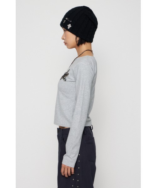LAGUA GEM（ラグアジェム）の「SHELL LIKE BUTTON ロングスリーブＴシャツ（Tシャツ/カットソー・レディース・ネイビー/アイボリー/杢グレー・FREE）」の17枚目の写真