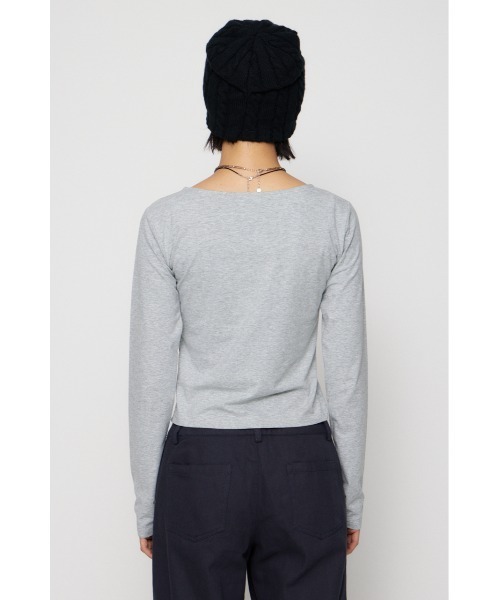 LAGUA GEM（ラグアジェム）の「SHELL LIKE BUTTON ロングスリーブＴシャツ（Tシャツ/カットソー・レディース・ネイビー/アイボリー/杢グレー・FREE）」の18枚目の写真