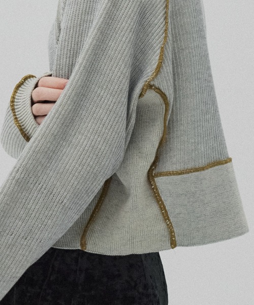 PUBLIC TOKYO（パブリックトウキョウ）の「＊完売間近＊ダブルリブリバードライバーズニット【リバーシブル/2WAY】（ニット/セーター・レディース・ベージュ/ネイビー/ピンク・FREE）」の6枚目の写真