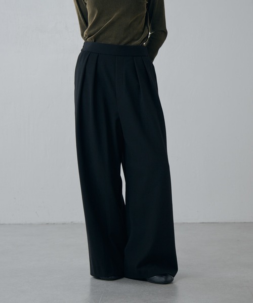 セール】ソフトフランネル2WAYタックワイドパンツ（スラックス