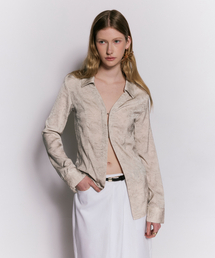 SILKY CRACK V-NECK WESTERN SHIRT IVORY