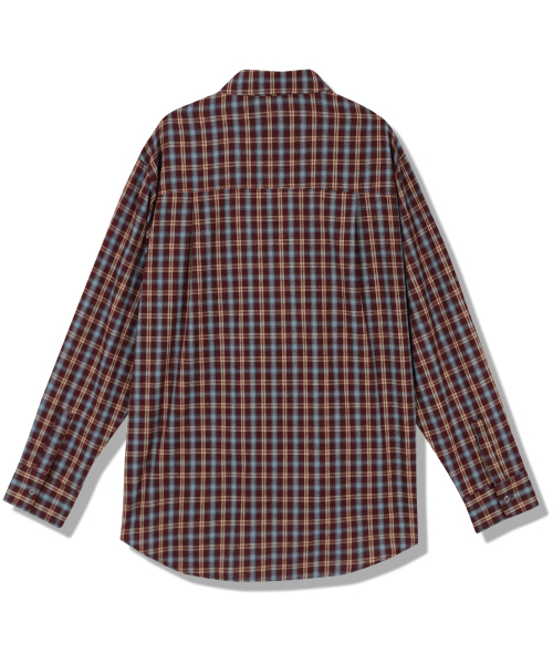 GUBIN(グビン)の「ロゴポイントチェックシャツ - バーガンディ(シャツ/ブラウス・レディース・その他・LARGE/MEDIUM)」の3枚目の写真