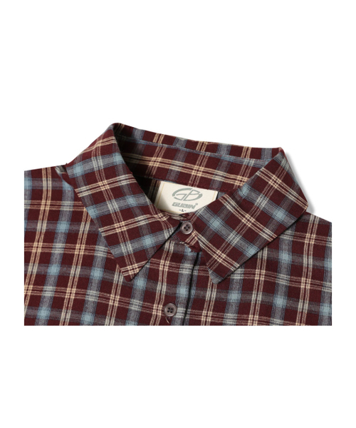 GUBIN(グビン)の「ロゴポイントチェックシャツ - バーガンディ(シャツ/ブラウス・レディース・その他・LARGE/MEDIUM)」の4枚目の写真