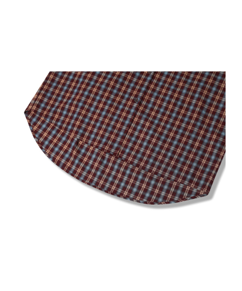 GUBIN(グビン)の「ロゴポイントチェックシャツ - バーガンディ(シャツ/ブラウス・レディース・その他・LARGE/MEDIUM)」の5枚目の写真