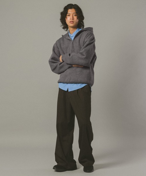 RAGEBLUE（レイジブルー）の「ダブルフェイス/ハーフジップニットパーカー（ニット/セーター・メンズ・グレー系その他/ダークブラウン・LARGE/MEDIUM）」の4枚目の写真