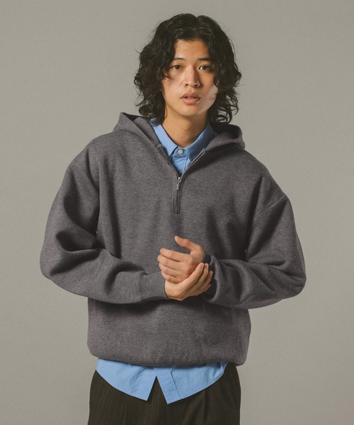 セール】ダブルフェイス/ハーフジップニットパーカー（ニット/セーター