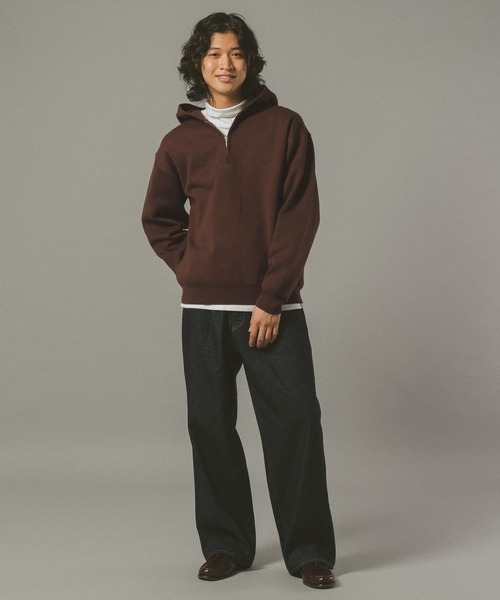 RAGEBLUE（レイジブルー）の「ダブルフェイス/ハーフジップニットパーカー（ニット/セーター・メンズ・グレー系その他/ダークブラウン・LARGE/MEDIUM）」の12枚目の写真