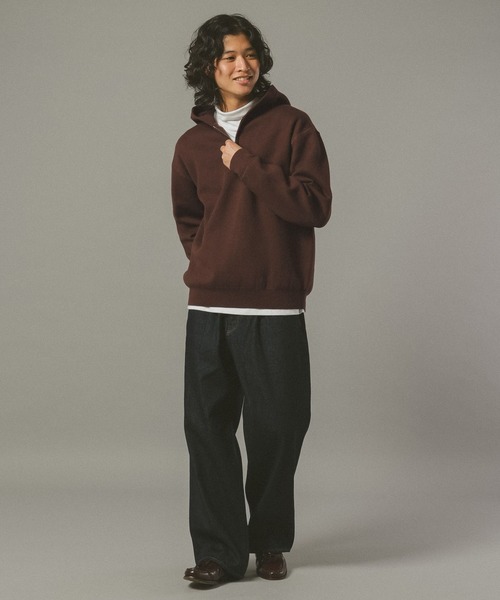 RAGEBLUE（レイジブルー）の「ダブルフェイス/ハーフジップニットパーカー（ニット/セーター・メンズ・グレー系その他/ダークブラウン・LARGE/MEDIUM）」の13枚目の写真