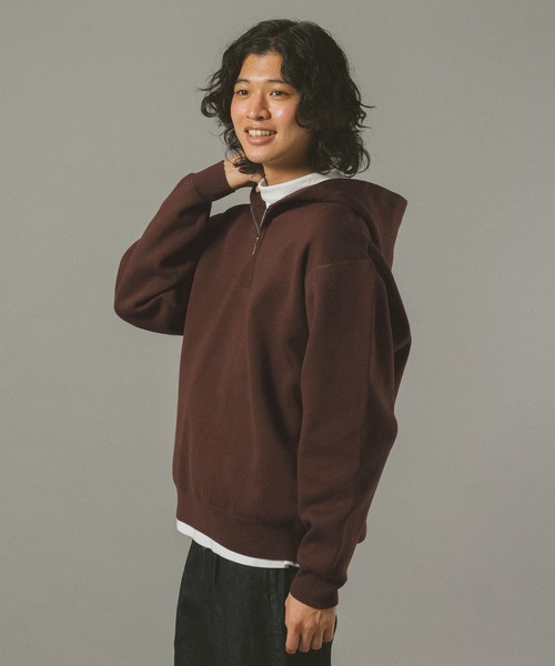 RAGEBLUE（レイジブルー）の「ダブルフェイス/ハーフジップニットパーカー（ニット/セーター・メンズ・グレー系その他/ダークブラウン・LARGE/MEDIUM）」の16枚目の写真