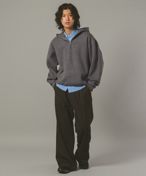 RAGEBLUE（レイジブルー）の「ダブルフェイス/ハーフジップニットパーカー（ニット/セーター・メンズ・グレー系その他/ダークブラウン・LARGE/MEDIUM）」の3枚目の写真