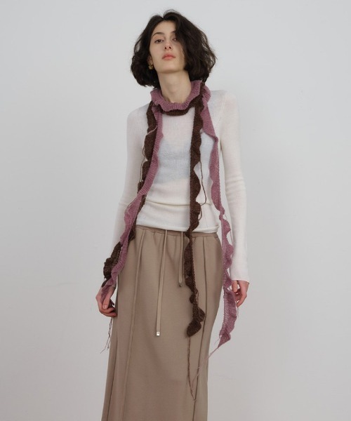 セール】Y2K ウール混 ボーダーニットスカーフ マフラー（マフラー