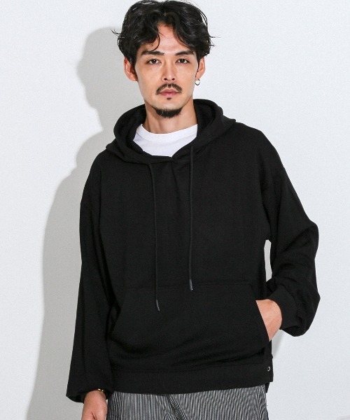 LUXSTYLE(ラグスタイル)の「レーヨン混とろみ素材サイドスナップスリットパーカー(パーカー・メンズ・ライトグレー/ブルー/ブラック・M/L)」の5枚目の写真