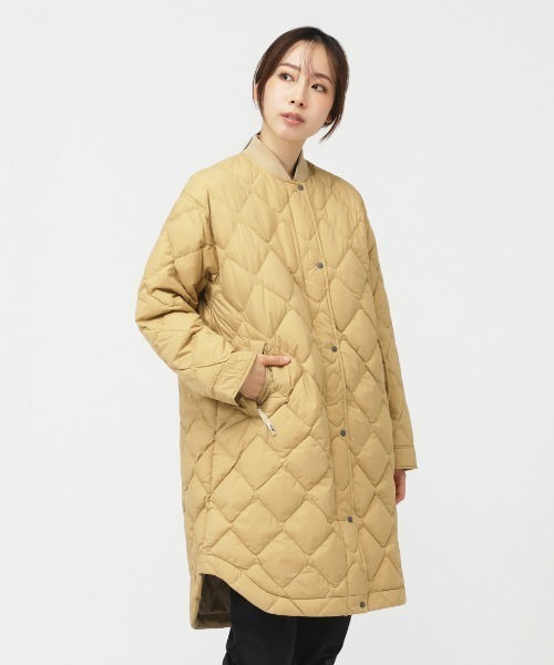 NANGA(ナンガ)の「ナンガ RIB COLLAR QUILTED DOWN COAT W(ダウンジャケット/コート・レディース・ベージュ/ブラック・M/L)」の1枚目の写真