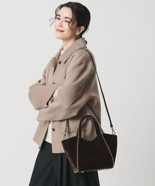 BEAUTY&YOUTH UNITED ARROWS(ビューティーアンドユースユナイテッドアローズ)の「ベルベット ボールチェーン 2WAY ミニトートバッグ(トートバッグ・レディース・ネイビー/ダークブラウン・FREE)」の3枚目の写真