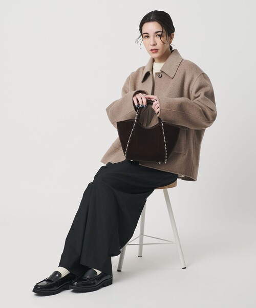 BEAUTY&YOUTH UNITED ARROWS(ビューティーアンドユースユナイテッドアローズ)の「ベルベット ボールチェーン 2WAY ミニトートバッグ(トートバッグ・レディース・ネイビー/ダークブラウン・FREE)」の5枚目の写真