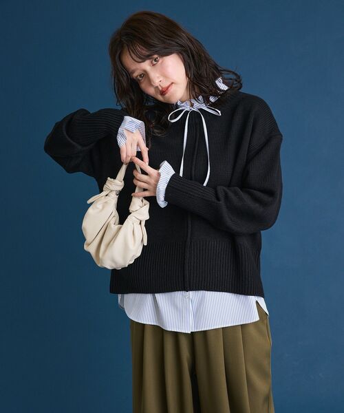 Green　Parks（グリーンパークス）の「こなれ主役ニットプルオーバー（ニット/セーター・レディース・ベージュ/レッド/ピンク/ブラック/グレー/その他7・FREE）」の17枚目の写真