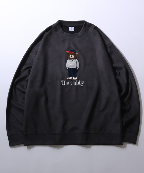 SITRY（シトリー）の「Bear Embroidery Punch the dough Suede Sweat shirt/クマ刺繍 オーバーサイズ ポンチスウェード スウェット トレーナー レディース メンズ（スウェット・メンズ・グレー/チャコール・M/L）」の2枚目の写真