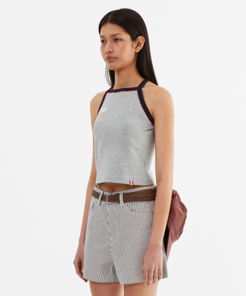 MENASOO(ミナス)の「Y Back Halter Mini Crop Top_Melange Gray(Tシャツ/カットソー・レディース・グレー・F)」の2枚目の写真