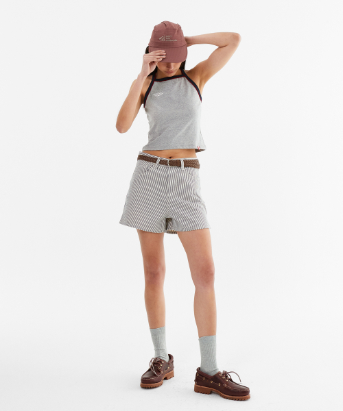 MENASOO(ミナス)の「Y Back Halter Mini Crop Top_Melange Gray(Tシャツ/カットソー・レディース・グレー・F)」の6枚目の写真