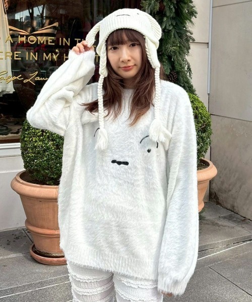 Candy Stripper(キャンディストリッパー)の「【クレヨンしんちゃん】シロ ビーニー(ニットキャップ/ビーニー・レディース・オフホワイト・FREE)」の2枚目の写真