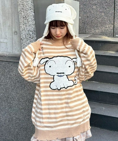 Candy Stripper(キャンディストリッパー)の「【クレヨンしんちゃん】シロ ビーニー(ニットキャップ/ビーニー・レディース・オフホワイト・FREE)」の8枚目の写真