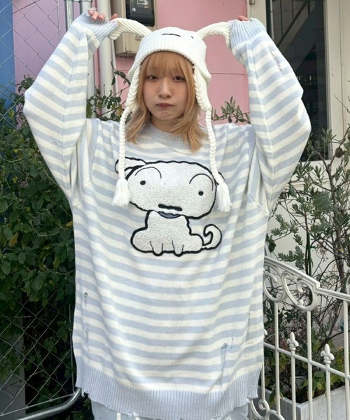 Candy Stripper(キャンディストリッパー)の「【クレヨンしんちゃん】シロ ビーニー(ニットキャップ/ビーニー・レディース・オフホワイト・FREE)」の10枚目の写真