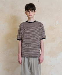NOUN（ノウン）の「stripe ringer t-shirts (taupe)（Tシャツ/カットソー）」