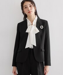 THE SHOP TK （ザ ショップ ティーケー ）の「【通勤・セレモニー】ダブルクロス ノーカラージャケット/セットアップ可（ノーカラージャケット）」