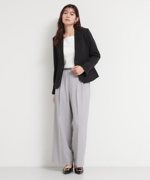 THE SHOP TK （ザ ショップ ティーケー ）の「【通勤・セレモニー】ダブルクロス ノーカラージャケット/セットアップ可（ノーカラージャケット・レディース・ブラック/ベージュ/ネイビー・12/14/13/11）」の21枚目の写真